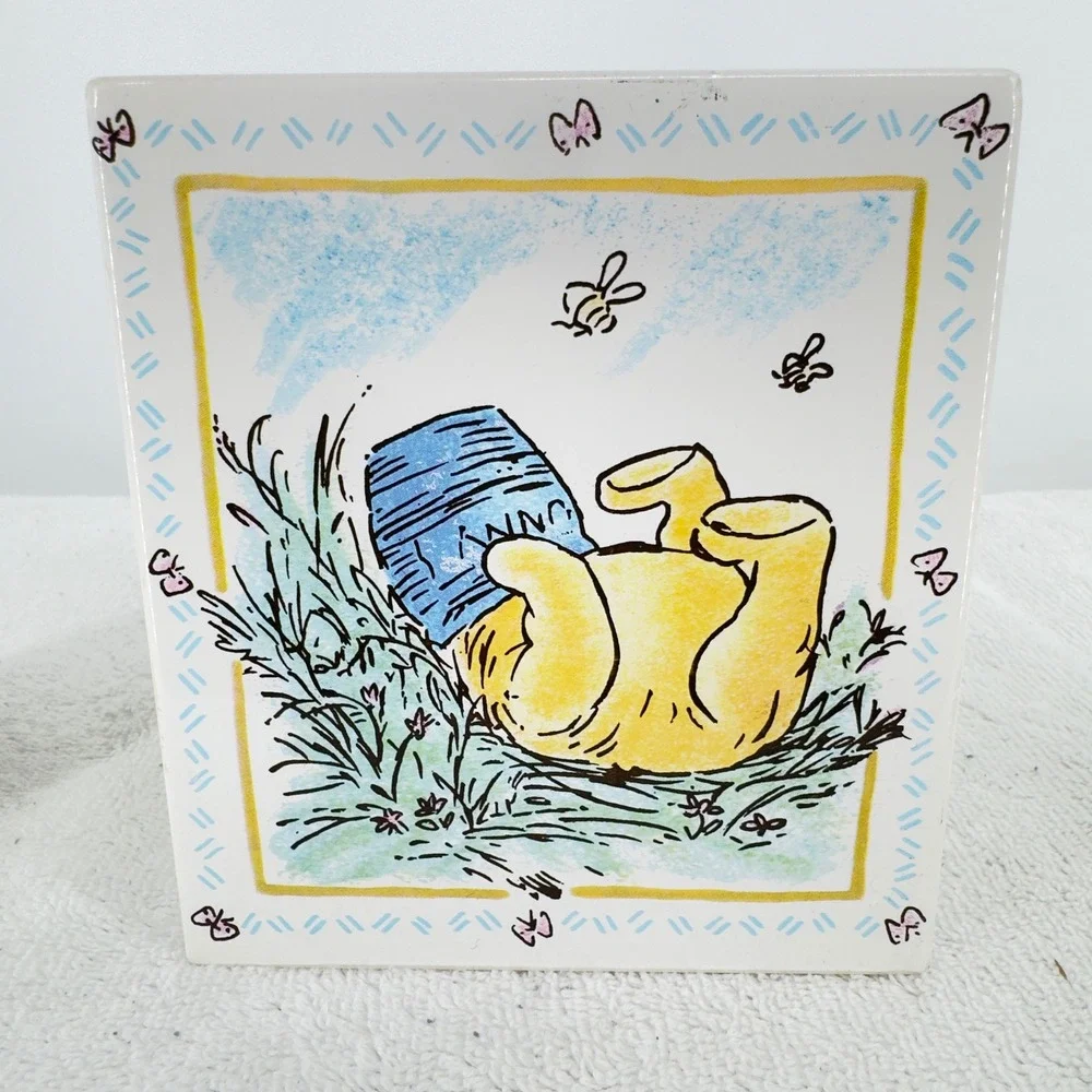 NOS Disney Winnie the Pooh Ceramic Bathroom Soap Dispenser Tissue Box Tumbler